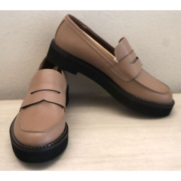 BCBGeneration GN237324 Women's Sz 7M Taupe Sabin Platform Penny Loafers - Picture 1 of 9